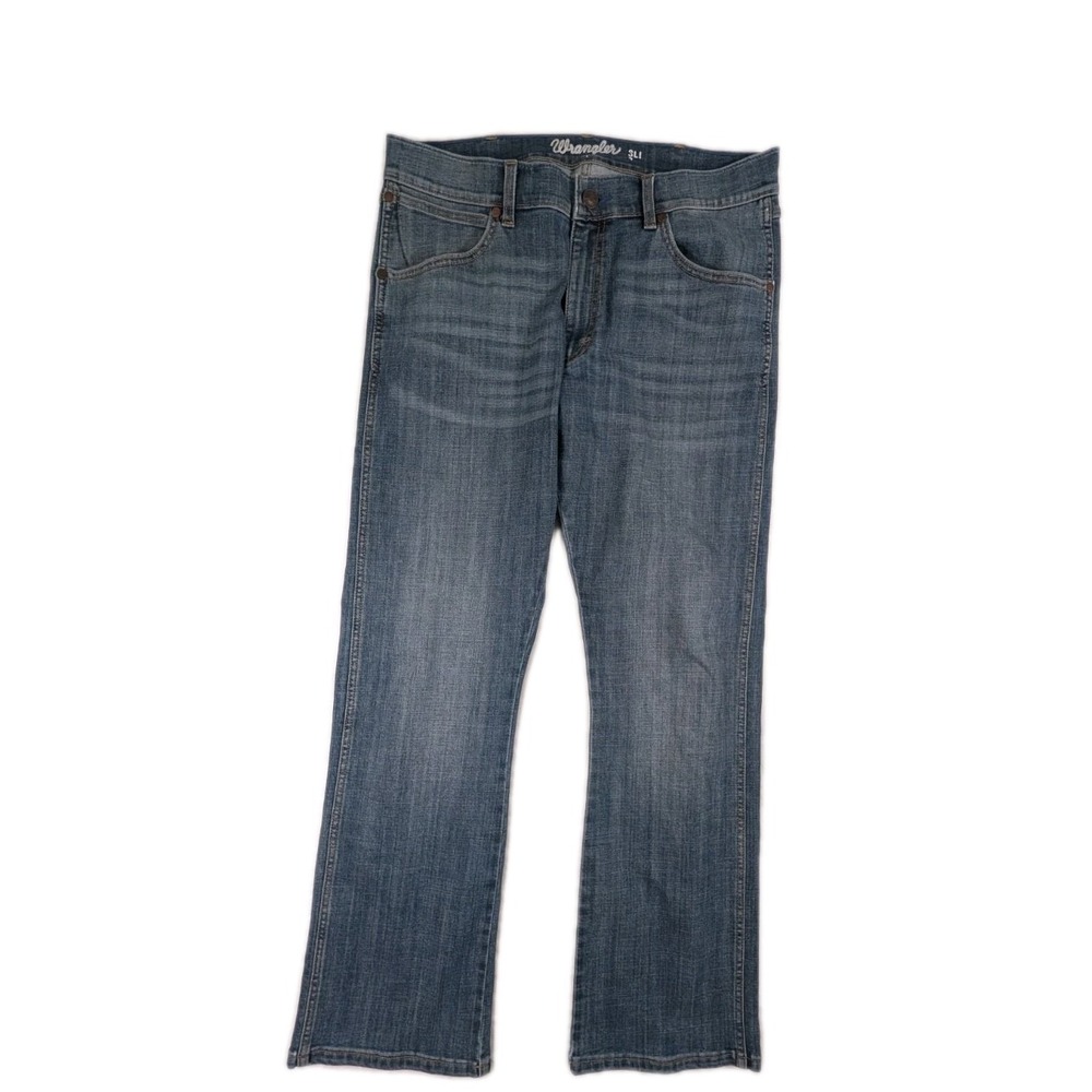 Wrangler Men's Slim Fit Bootcut Blue Denim Medium Wash 5-Pocket Fits 36x32